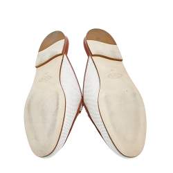 Tod's White/Brown Fabric And Leather Double T Mules Size 38
