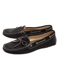 Pre Owned Tod's Black Suede Gommino Driver Loafers Size 38