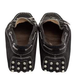Pre Owned Tod's Black Suede Gommino Driver Loafers Size 38