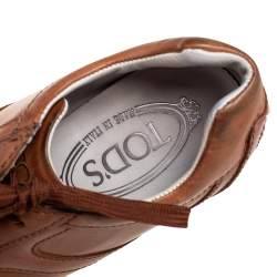 Pre Owned Tod's Tan Leather Icon Trade Lace-Up Wedge Sneakers Size 36