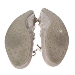 Pre Owned Tod's Grey Croc Embossed Leather Bow Detail Scrunch Ballet Flats Size 40.5