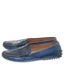 Tod's Blue Karung Gommino Slip On Loafers Size 37.5 