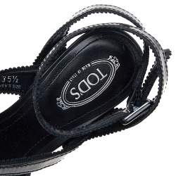Pre Owned Tod's Black Patent Leather Strappy Sandals Size 35.5