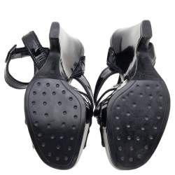 Pre Owned Tod's Black Patent Leather Strappy Sandals Size 35.5