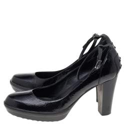 Tod's Black Patent Leather Ankle Strap Pumps Size 39