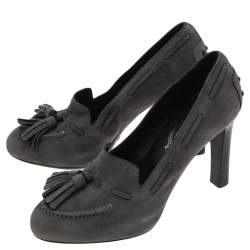 Tod's Grey Suede Tassel Loafer Pumps Size 35