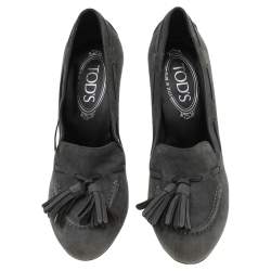 Tod's Grey Suede Tassel Loafer Pumps Size 35