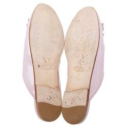 Pre Owned Tod's  Beige Patent Leather Double T Buckle Flat Mules Size 39