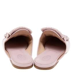 Pre Owned Tod's  Beige Patent Leather Double T Buckle Flat Mules Size 39