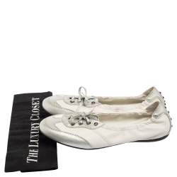 Pre Owned Tod's White/Silver Leather Gomma Lace Slip-On Sneakers Size 39.5