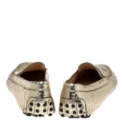 Pre Owned حذاء لوفرز تودز بيني جلد ثعبان ذهبي مقاس 38