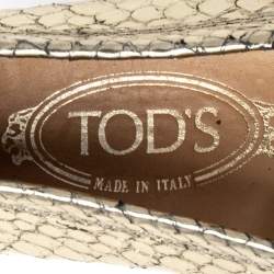 Pre Owned حذاء لوفرز تودز بيني جلد ثعبان ذهبي مقاس 38