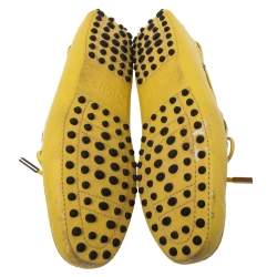 Pre Owned حذاء لوفرز تودز دريفر جلد أصفر مزين فيونكة مقاس 37