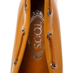 Pre Owned حذاء لوفرز تودز جلد بني فاتح لامع بفيونكة مقاس 35.5