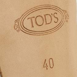 Pre Owned Tod's White Leather T-Strap Sandals Size 40