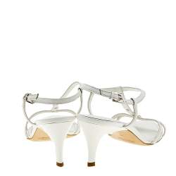 Pre Owned Tod's White Leather T-Strap Sandals Size 40