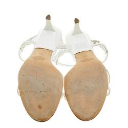 Pre Owned Tod's White Leather T-Strap Sandals Size 40
