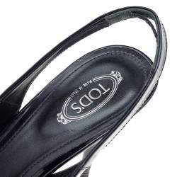 Pre Owned Tod's Black Patent Leather Open Toe Slingback Sandals Size 41