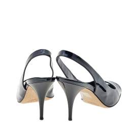 Pre Owned Tod's Black Patent Leather Open Toe Slingback Sandals Size 41