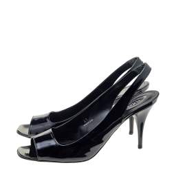 Pre Owned Tod's Black Patent Leather Open Toe Slingback Sandals Size 41