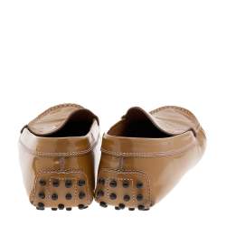 Pre Owned Tod's Brown Patent Leather Slip On Loafers Size 38