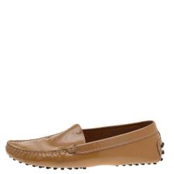 Pre Owned Tod's Brown Patent Leather Slip On Loafers Size 38