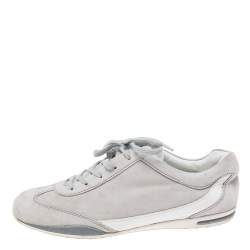 Pre Owned Tod's Grey Suede And Leather Lace Up Sneakers Size 39