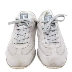 Pre Owned Tod's Grey Suede And Leather Lace Up Sneakers Size 39