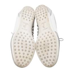 Pre Owned Tod's Grey Suede And Leather Lace Up Sneakers Size 39
