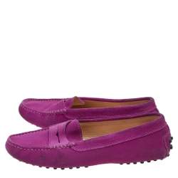 Tod's Purple Suede Penny Slip On Loafers Size 36