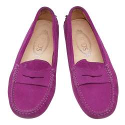 Tod's Purple Suede Penny Slip On Loafers Size 36