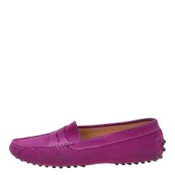 Tod's Purple Suede Penny Slip On Loafers Size 36