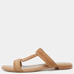 Pre Owned صندل تودز فلات سويدي بني مقاس 40