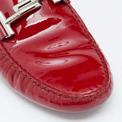 Tod's Red Patent Leather Double T Flat Loafer Mules Size 40