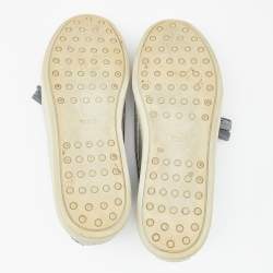 Pre Owned Tod's Grey Leather Tassel Slip On Sneakers Size 38