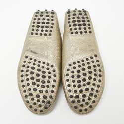 Tod's Metallic Grey Leather Penny Loafers Size 36.5