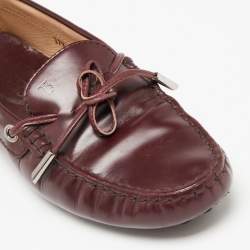 Tod's Burgundy Leather Bow Slip-On Loafers Size 37.5