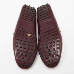 Tod's Burgundy Leather Bow Slip-On Loafers Size 37.5