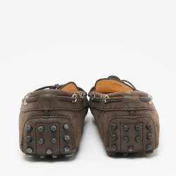 مملوكة مسبقًا حذاء لوفرز تودز جلد نوبوك بني داكن بفيونكة مقاس 35.5