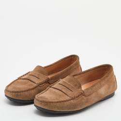 Tod's Light Brown Suede Slip On Loafers Size 35