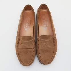 Tod's Light Brown Suede Slip On Loafers Size 35