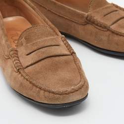 Tod's Light Brown Suede Slip On Loafers Size 35