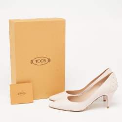 Tod's Pale Pink Leather Studded Pointed Toe Pumps Size 37