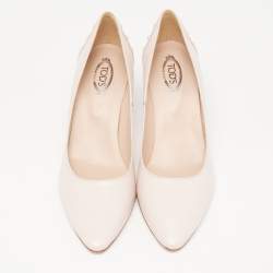 Tod's Pale Pink Leather Studded Pointed Toe Pumps Size 37