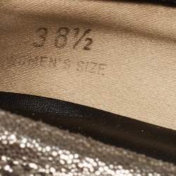 Pre Owned حذاء باليرينا فلات تودز سويدي وجلد نوبوك أسود/فضي بغطاء مقدمة مقاس 38.5