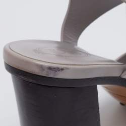 Tod's Grey Leather Fringe Detail Ankle Strap Sandals Size 37