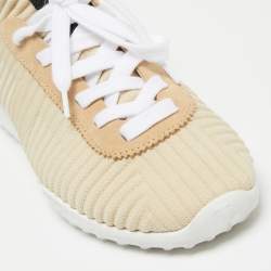 Pre Owned Tod's Beige/Black Canvas Lace Up Sneakers Size 36.5