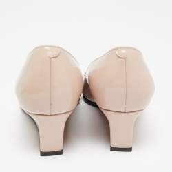 Pre Owned Tod's Poudre Beige Glossy Leather Wedge Pumps Size 36.5