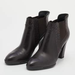 Pre Owned Tod's Dark Brown Leather Chelsea Ankle Length Boots Size 37