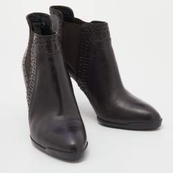 Pre Owned Tod's Dark Brown Leather Chelsea Ankle Length Boots Size 37